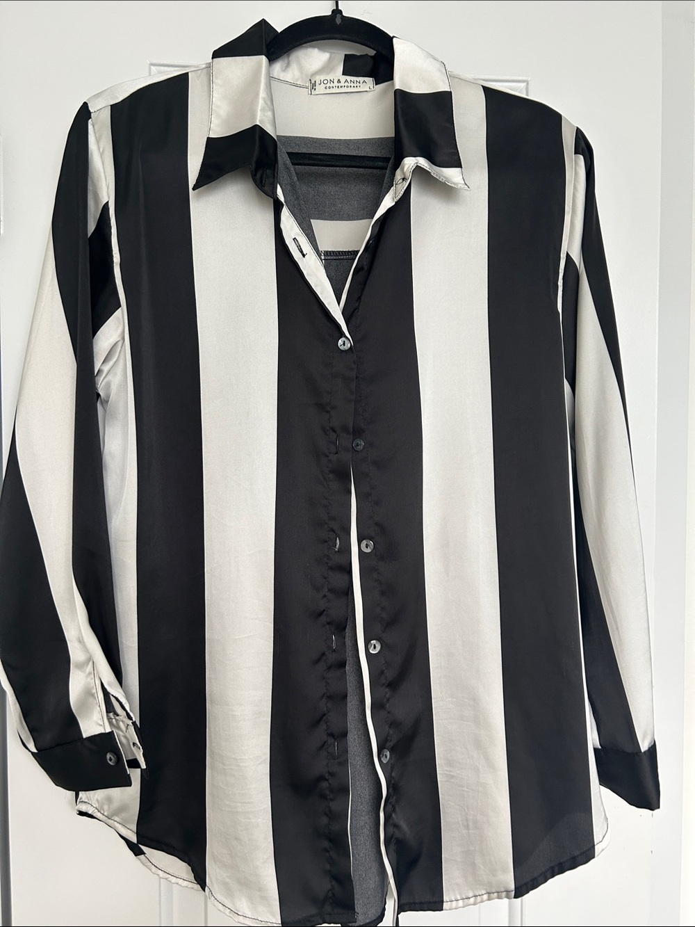 Jon & Anna Black and White Vertical Stripe Button-Down Shirt